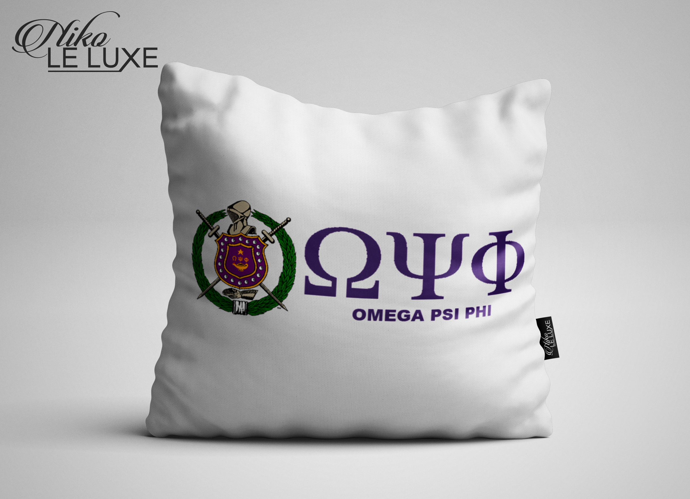 Omega Psi Phi White Pillow