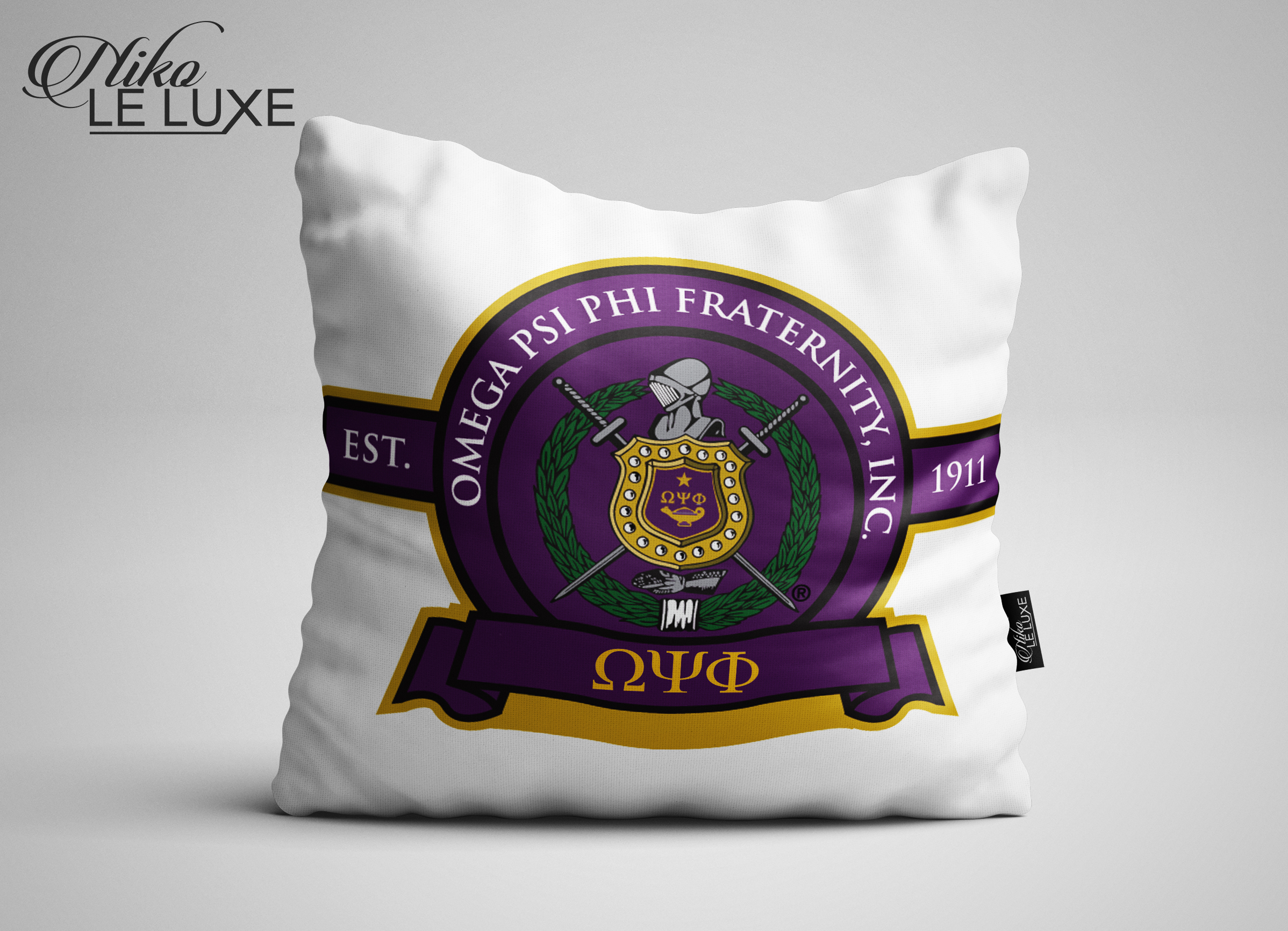 Omega Psi Phi White w/ Shield